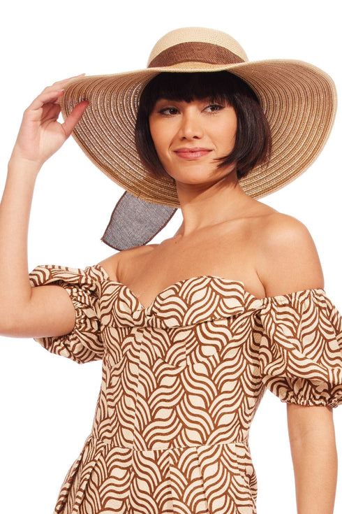 Elsie Straw Wide Brim Floppy Straw Hat with Bow